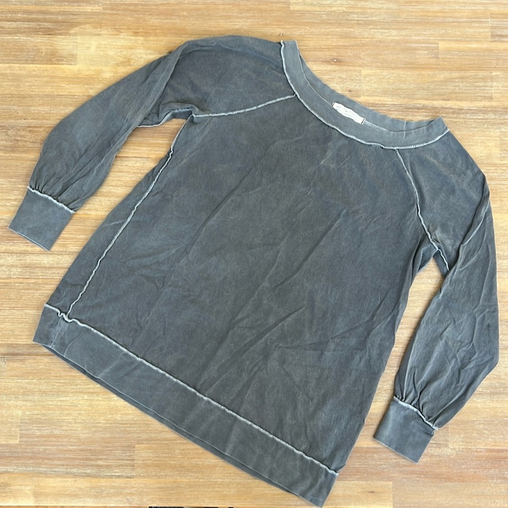 Free People We The Free Super-soft Cotton Long Sleeve Washed Out Distressed Tee